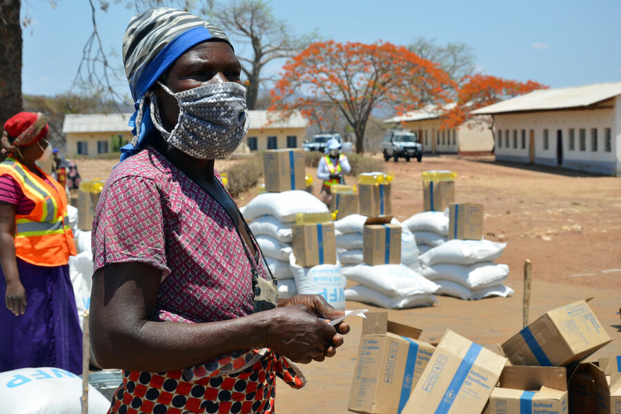 WFP food delivers help people suffering from hunger and famine, worsened by Coronavirus.