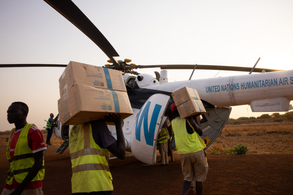 Loading food in South Sudan