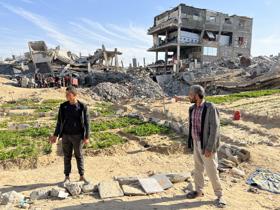 Family with destroyed apartment in Gaza