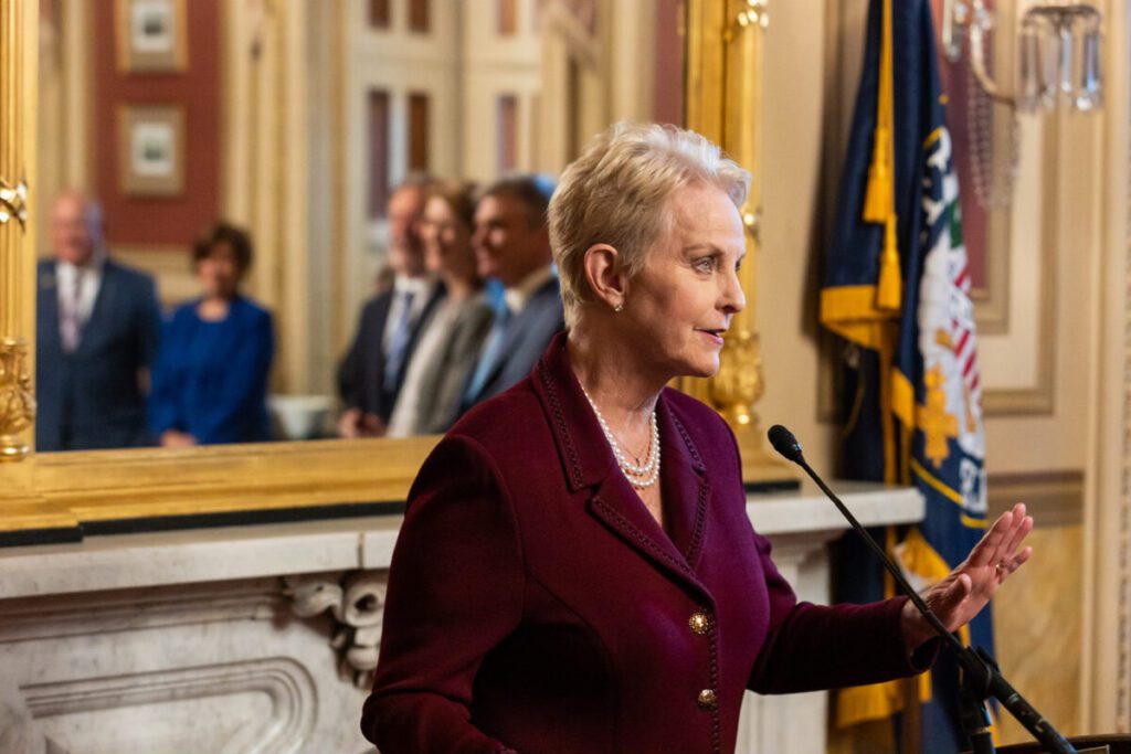 H.E. Ambassador Cindy McCain delivers a speech at the United States Capitol
