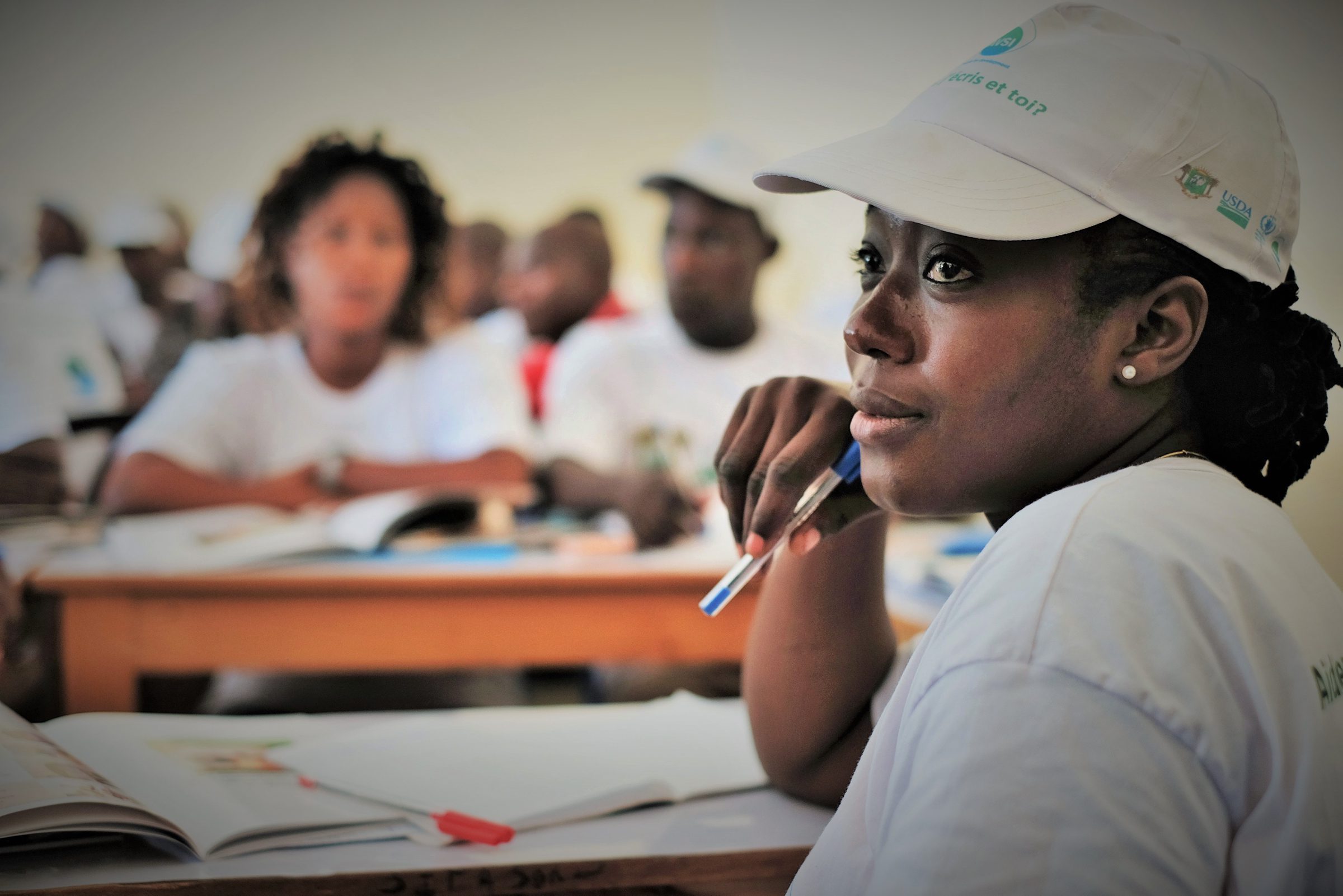 Côte d&#039;Ivoire (Ivory Coast), Korogho, 20 November 2016

Primary school enrolment is low in Côte d&#039;Ivoire - at just 50 percent. Through providing daily school meals to 571,000 primary students, WFP aims to raise school attendance and retention rates in rural areas. Girls receive a take-home ration or cash transfer to encourage families to send them to school, while others receive a micronutrient powder to boost nutrition.

WFP is able to continue provision of daily hot meals through The McGovern-Dole International Food for Education and Child Nutrition Program (MGD) donation through the US Department of Agriculture (USDA). 

In the photo: a teacher at a training programme sponsored by WFP and USDA.

Photo: WFP/Olivier Flament