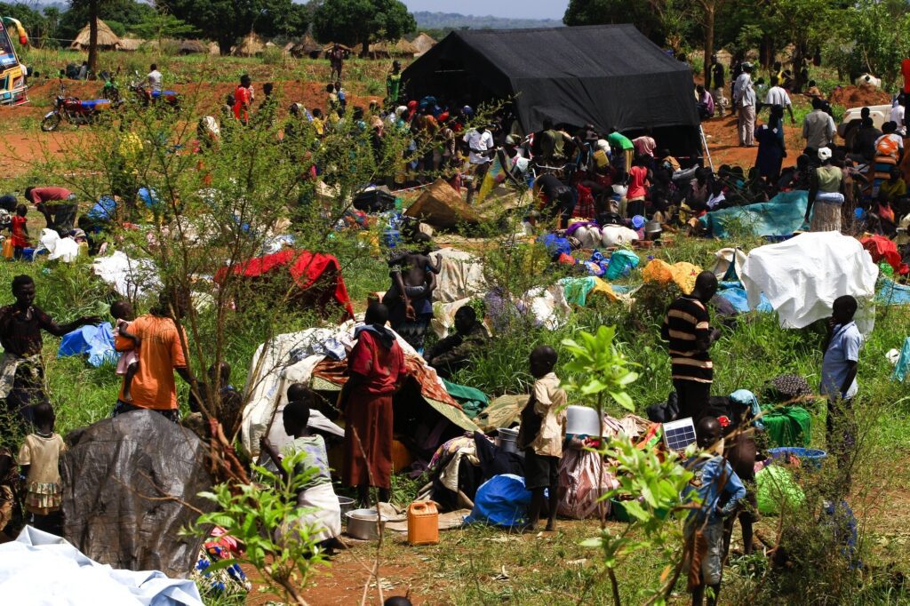 South Sudanese refugees in Ngomoromo.