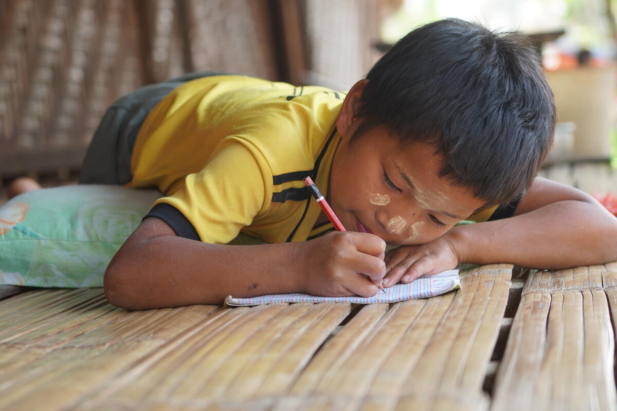Children studying in Myanmar