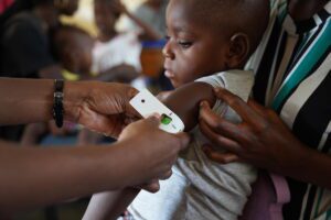 Child is tested for malnutrition in Haiti
