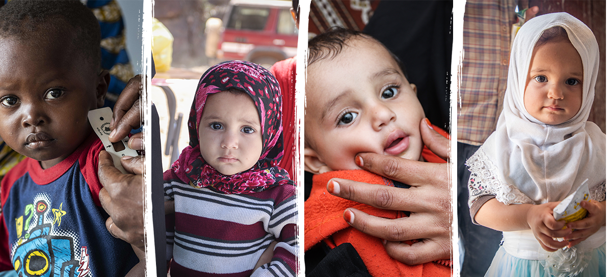 four images of children who are hungry