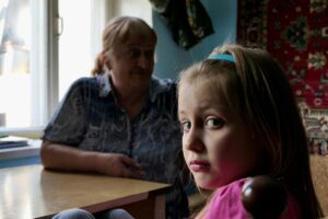 young girl looking at camera