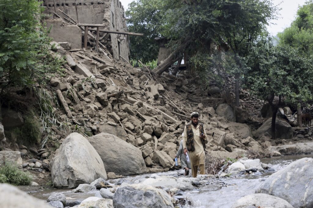 Rubble from earthquake in Afghanistan