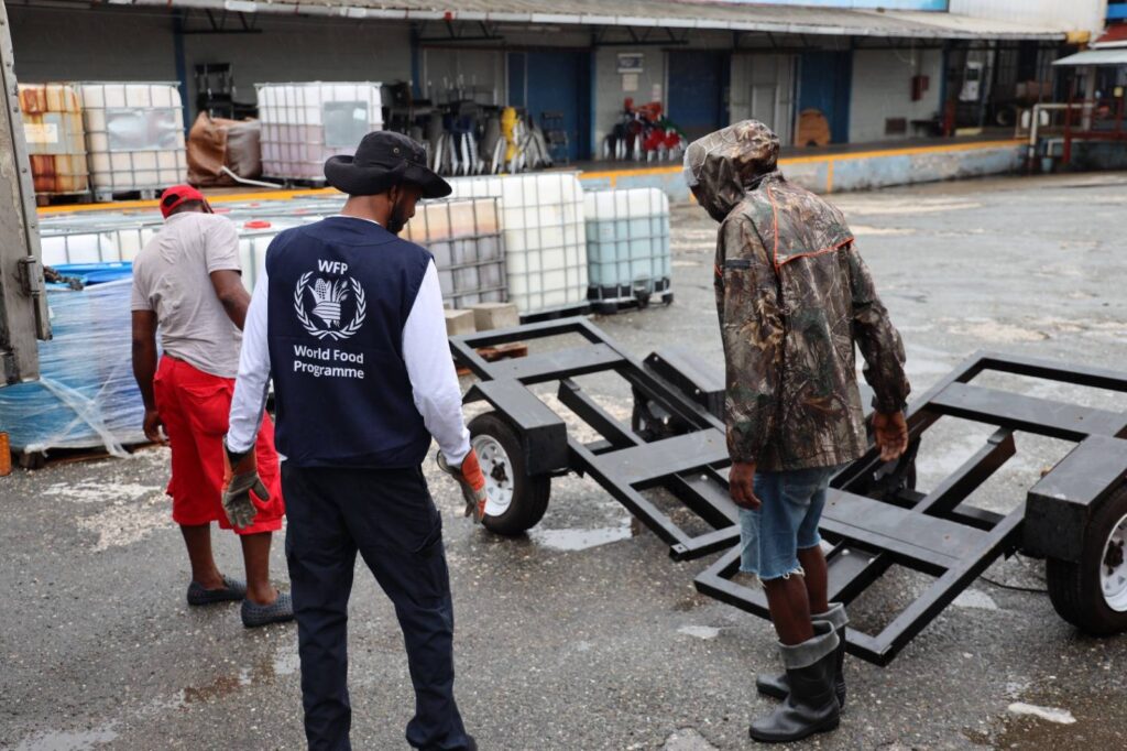 WFP staff supporting logistics efforts in Jamaica